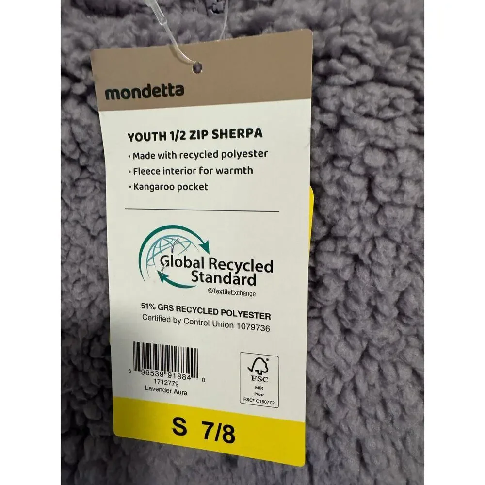 Mondetta NWT 7/8 Lavender jacket with half zip kangaroo pockets